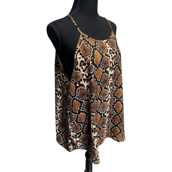 TRUTH Snake Print Sleeveless Halter Top With Back Button Closure, workattire, XL - Picture 2 of 9